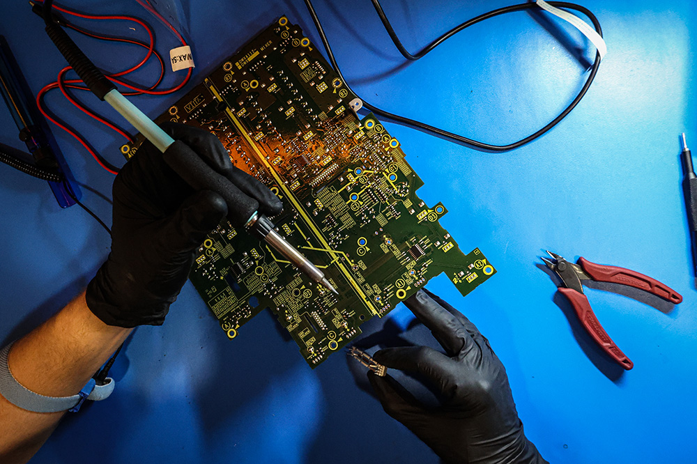 DJ equipment on the repair bench